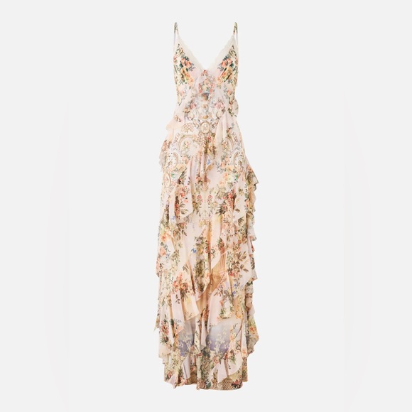 Camilla Asymmetrical Ruffle slip dress size medium